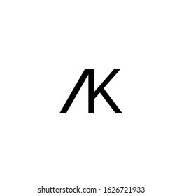 Initial AK Letter Logo design vector Monogram Black Color. Illustration of Custom AK Letter logo