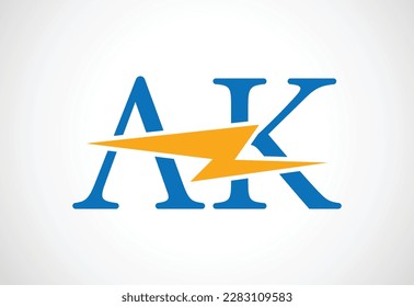 Initial AK Letter logo design, Vector design concept