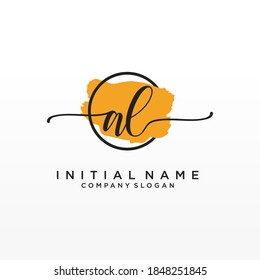 Initial AL beauty monogram and elegant logo design, handwriting logo of initial signature, wedding, fashion, floral and botanical with creative template.