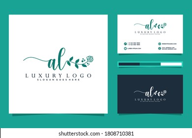 Erstmalige AL Feminine Logo-Kollektionen und Visitenkarten-Muster Premium Vektor
