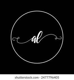 Initial AL letter handwriting monogram simple luxury