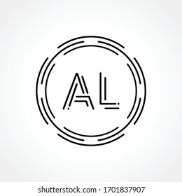 Initial AL Letter Logo With Creative Typography Vector Template. Abstract Technology Circle Letter AL Logo Design