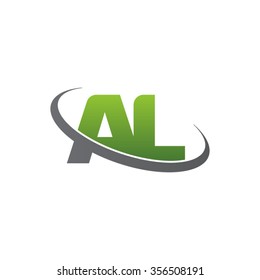 initial AL swoosh ring company logo green gray