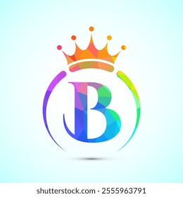 Initial alphabet B with a crown. Royal, King, queen luxury symbol. Font emblem