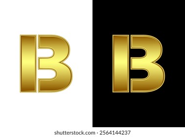 Initial alphabet B in gold color. Graphic alphabet symbol for corporate business identity