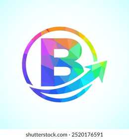 Initial alphabet B logo design incorporated with the arrow. Financial or success logo concept
