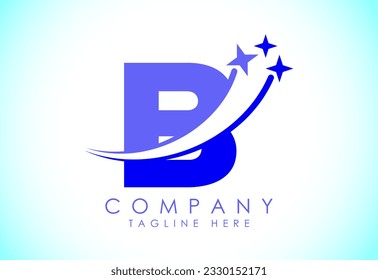Initial alphabet B with swoosh and star sign. Shooting star logo design vector template for business and company identity