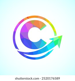Diseño inicial del logotipo del alfabeto C incorporado con la flecha. Concepto de logotipo financiero o de éxito