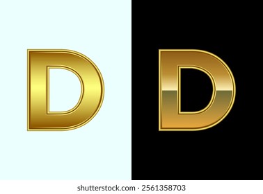 Initial alphabet D in gold color style. Graphic alphabet symbol for corporate business identity