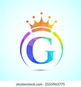 Initial alphabet G with a crown. Royal, King, queen luxury symbol. Font emblem