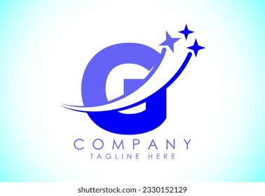 Alfabeto inicial G con signo de cisne y estrella. Plantilla vectorial de diseño del logotipo de estrella de tiro para identidad empresarial y de empresa