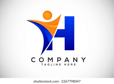 Ursprüngliches Alphabet H mit abstraktem Logo-Design. Bildalphabetensymbol, Vektorgrafik