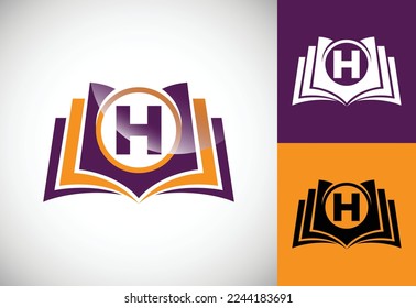 Initial alphabet H with the book. Creative book vector logo design template, Education logo