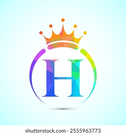 Initial alphabet H with a crown. Royal, King, queen luxury symbol. Font emblem