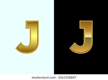 Initial alphabet J in gold color style. Graphic alphabet symbol for corporate business identity