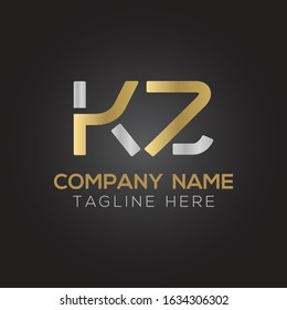 Initial Alphabet KZ Logo Design vector Template. Linked Letter KZ Logo Vector