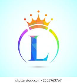 Initial alphabet L with a crown. Royal, King, queen luxury symbol. Font emblem