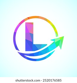 Design inicial do logotipo do alfabeto L incorporado com a seta. Conceito de logotipo financeiro ou de sucesso
