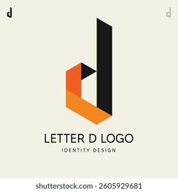 Initial Alphabet Letter D Logo Design – Modern Geometric, Asymmetric, Vector Icon in Black, and Orange colors for Business, Startup, Tech, Marketing, and Corporate Branding Identity ( EPS 10 Format )