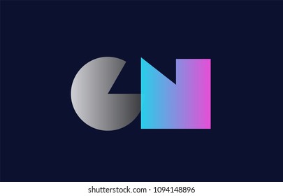initial alphabet letter gn g n logo combination in pink blue and grey colors suitable for business and corporate identity