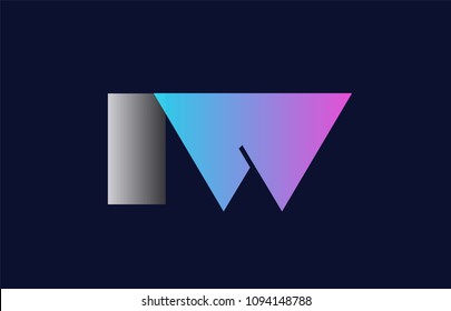 initial alphabet letter iw i w logo combination in pink blue and grey colors suitable for business and corporate identity