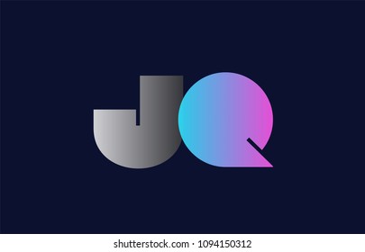 initial alphabet letter jq j q logo combination in pink blue and grey colors suitable for business and corporate identity
