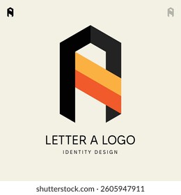 Initial Alphabet Letter A Logo Design – Modern Geometric, Asymmetric, Vector Icon in Black, and Orange colors for Business, Startup, Tech, Marketing, and Corporate Branding Identity (EPS 10 Format)