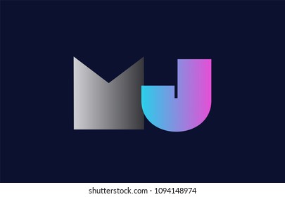initial alphabet letter mj m j logo combination in pink blue and grey colors suitable for business and corporate identity