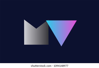initial alphabet letter mv m v logo combination in pink blue and grey colors suitable for business and corporate identity