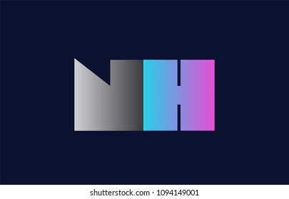initial alphabet letter nh n h logo combination in pink blue and grey colors suitable for business and corporate identity