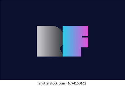 initial alphabet letter rf r f logo combination in pink blue and grey colors suitable for business and corporate identity