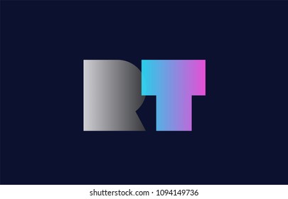 initial alphabet letter rt r t logo combination in pink blue and grey colors suitable for business and corporate identity