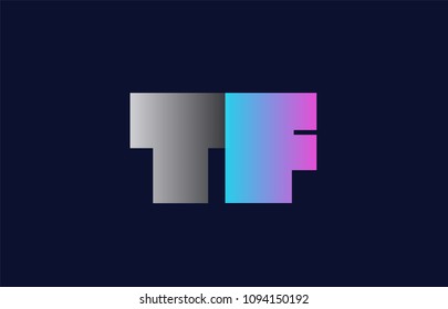 initial alphabet letter tf t f logo combination in pink blue and grey colors suitable for business and corporate identity
