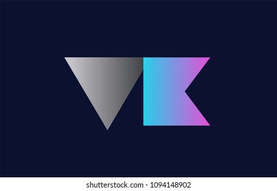 initial alphabet letter vk v k logo combination in pink blue and grey colors suitable for business and corporate identity