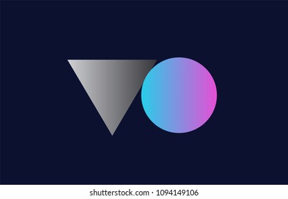 initial alphabet letter vo v o logo combination in pink blue and grey colors suitable for business and corporate identity