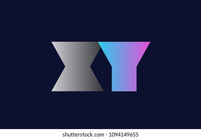 initial alphabet letter xy x y logo combination in pink blue and grey colors suitable for business and corporate identity