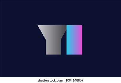 initial alphabet letter yi y i logo combination in pink blue and grey colors suitable for business and corporate identity