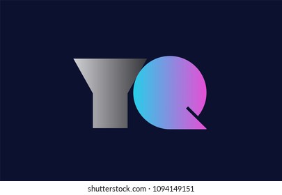 initial alphabet letter yq y q logo combination in pink blue and grey colors suitable for business and corporate identity