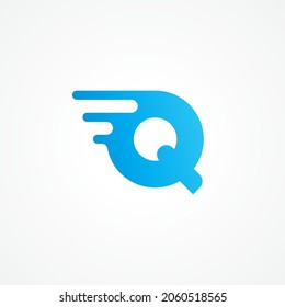 Initial alphabet logo design template. Vector illustration of letter Q streaking with fluid effect. Suitable for kids product, food and drink, toys, supplement, vitamin etc. Blue as color identity