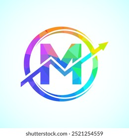 Initial alphabet M logo design incorporated with the arrow. Financial or success logo concept. Logo for accounting business and company identity