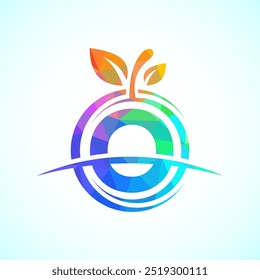 Initial alphabet O with the abstract apple logo. Healthy food logo design template