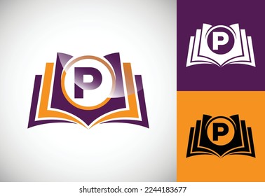 Initial alphabet P with the book. Creative book vector logo design template, Education logo