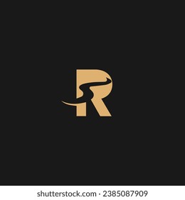 Alphabet R inicial con plantilla vectorial de diseño de logotipo ondulado, carta abstracta con logotipo vinculado R,
