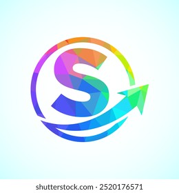 Design inicial do logotipo do alfabeto S incorporado com a seta. Conceito de logotipo financeiro ou de sucesso