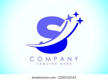 Initial alphabet S with swoosh and star sign. Shooting star logo design vector template for business and company identity