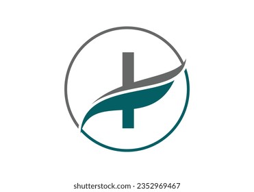 Initial I alphabet with swoosh or ocean wave logo design Vector Template