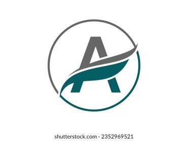 Initial A Alphabet mit Swoosh- oder Ozeanwellenlogo-Design Vektor-Vorlage