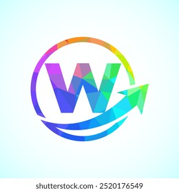 Initial alphabet W logo design incorporated with the arrow. Financial or success logo concept