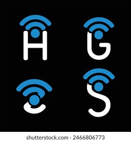 Initial alphabet wifi logo set