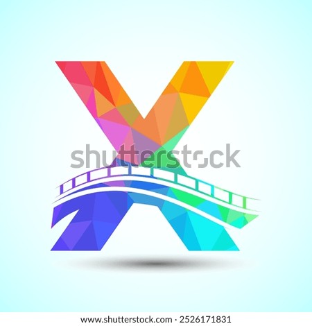 Initial alphabet X with bridge sign. Abstract bridge logo design template. Low poly logo for construction business and company identity.
